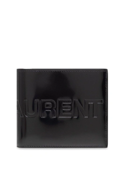 Shop Saint Laurent Logo Detailed Bifold Wallet In Nero