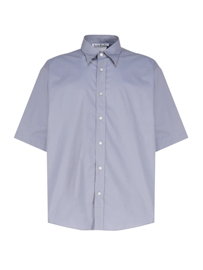 Shop Acne Studios Short-sleeved Shirt With Buttons In Powdery Blue
