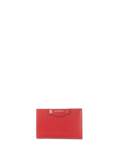 Shop Givenchy Antigona Wallet In Box Leather In Red