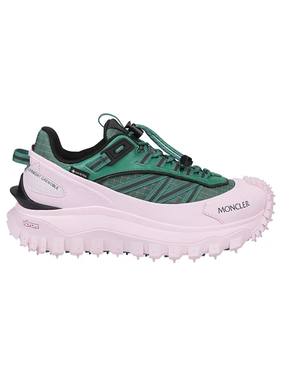 Shop Moncler Trailgrip Gtx Low Top Sneakers In Rosa Anticato Scuro/verde Scuro