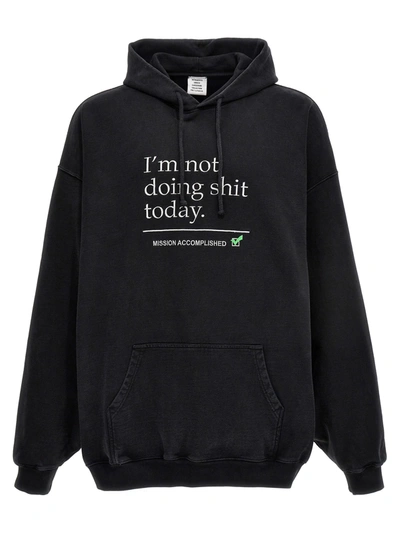 Shop Vetements Not Doing Shit Today Hoodie In Washed Black