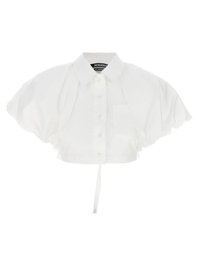 Shop Jacquemus La Chemise Pavane Shirt In White
