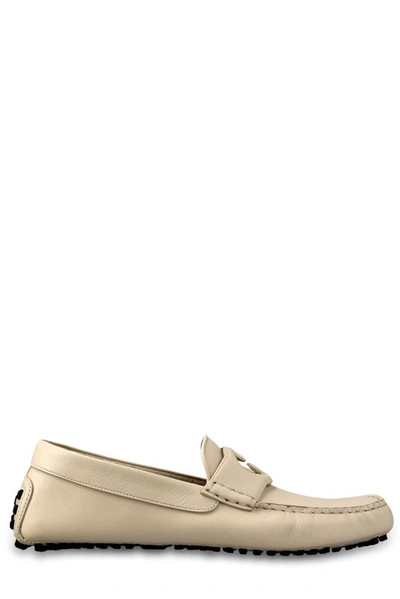 Shop Gucci Interlocking G Slip-on Driving Shoes In White