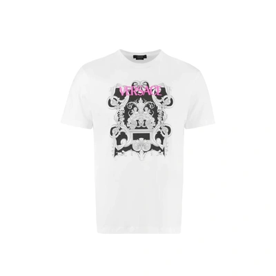 Shop Versace Cotton Printed T-shirt In White