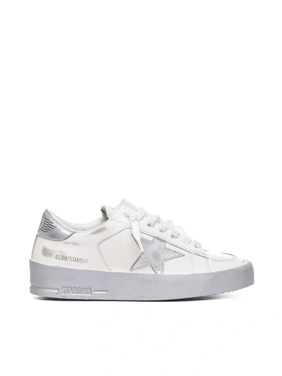 Shop Golden Goose Stardan Sneakers In White/silver