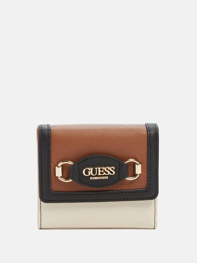 Shop Guess Factory Genelle Tri-fold Wallet In Brown