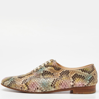 Pre-owned Christian Louboutin Multicolor Python Lace Up Oxfords Size 39