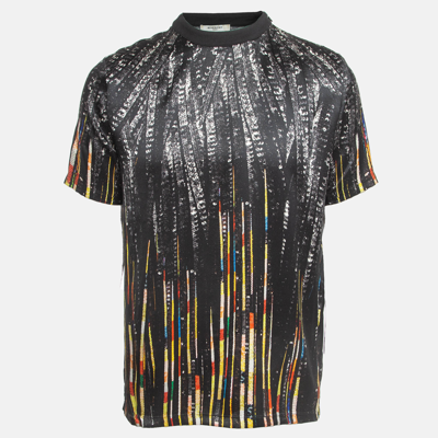 Pre-owned Givenchy Black Sequin Print Silk Satin T-shirt Xs
