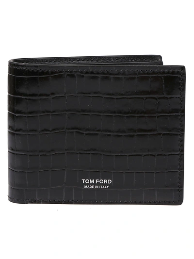 Shop Tom Ford Glossy Printed Croc Wallet In 1n001