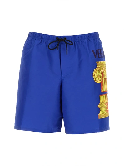Shop Versace Costume With Logo In Azzurro