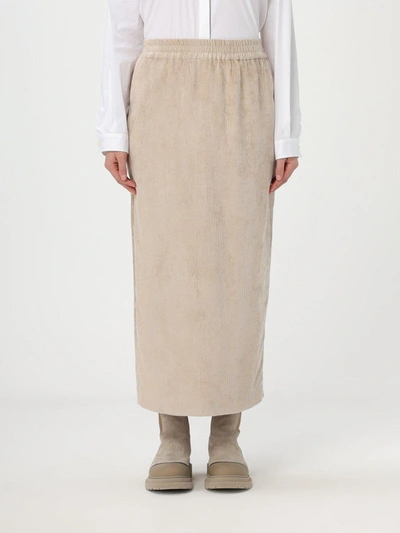 Shop Brunello Cucinelli Elasticated Waist Midi Skirt  In Beige