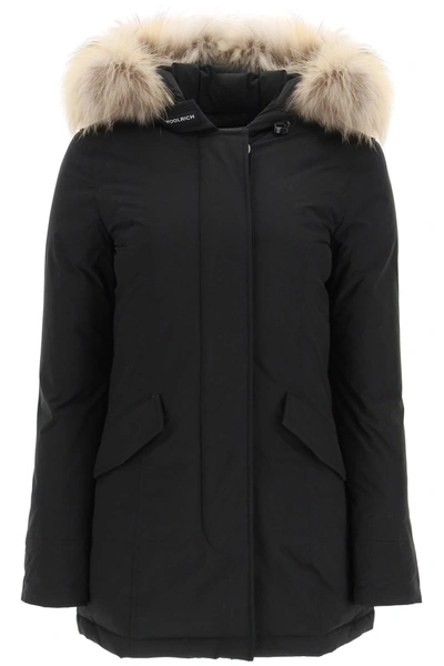 Shop Woolrich Luxury Artic Parka With Removable Fur  In Black