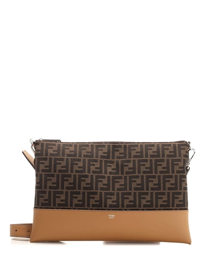 Shop Fendi Ff Crossbody Messenger Bag In Brown