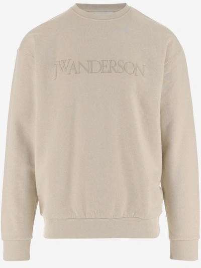 Shop Jw Anderson J.w. Anderson Cotton Sweatshirt With Logo In Beige