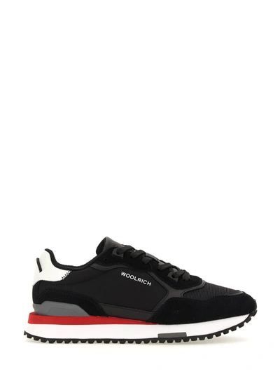 Shop Woolrich Leather Sneaker In Black