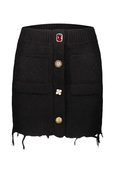 Shop Vetements Fancy Button Skirt In Black