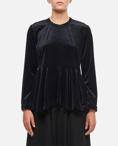 Shop Comme Des Garçons Velour Long Sleeves Top In Black