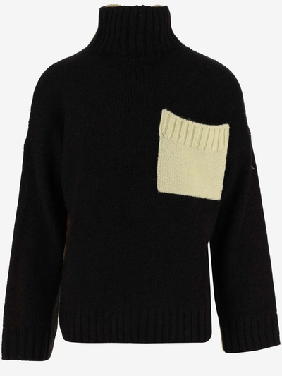 Shop Jw Anderson J.w. Anderson Bi-color Wool Blend Sweater In Black