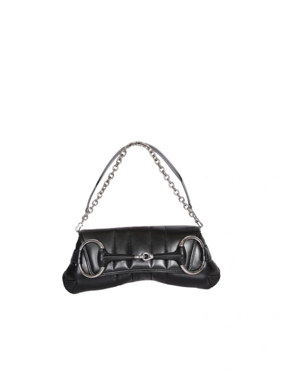 Shop Gucci Horsebit Chain Black Medium Shoulder Bag