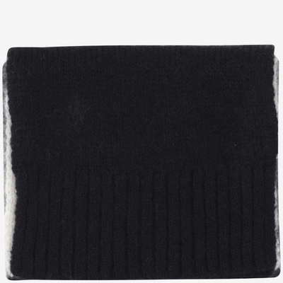Shop Jw Anderson J.w. Anderson Ribbed Wool Blend Scarf In Black