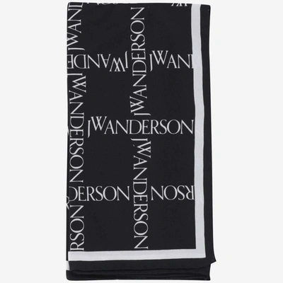 Shop Jw Anderson J.w. Anderson Silk Scarf With Logo In Black