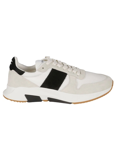 Shop Tom Ford Back Lock Lace-up Sneakers In Black/white
