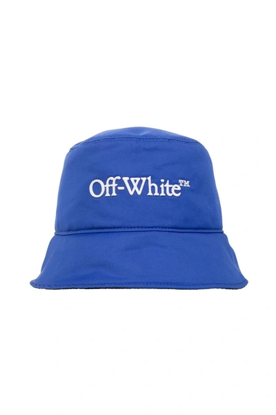 Shop Off-white Logo Embroidered Bucket Hat In Blu