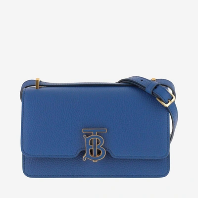 Shop Burberry Tb Mini Leather Bag In Blue