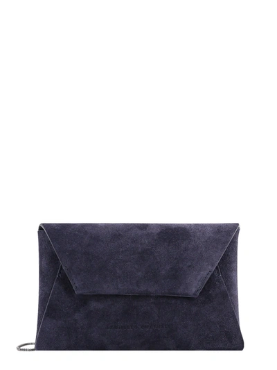 Shop Brunello Cucinelli Envelope Shoulder Bag In Blue