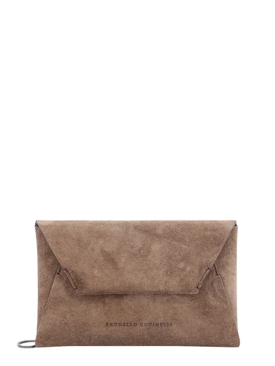 Shop Brunello Cucinelli Envelope Shoulder Bag In Brown