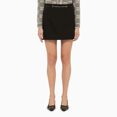 Shop Gucci Black Cotton Miniskirt In Default Title