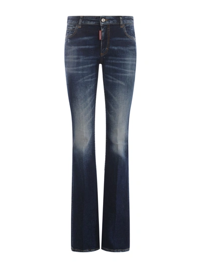 Shop Dsquared2 Jeans  Medium Waist Flare In Denim In Denim Blu