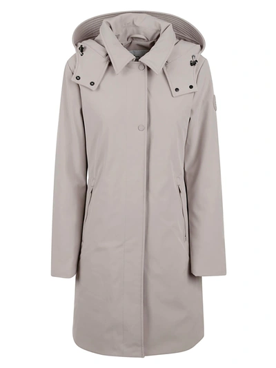 Shop Woolrich Firth Down Hooded Trench In Light Taupe