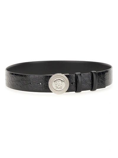 Shop Versace Jellyfish Biggie Double-face Belt In Nero