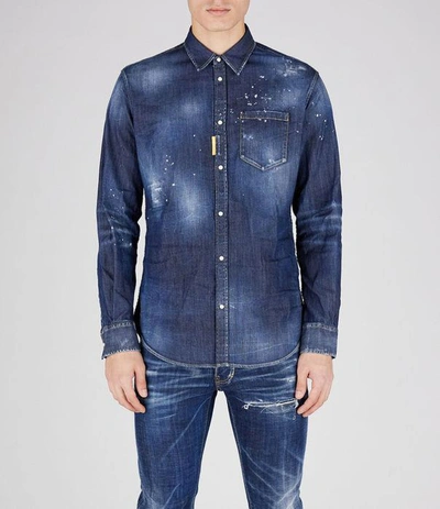 Shop Dsquared2 Shirts In Navy Blue