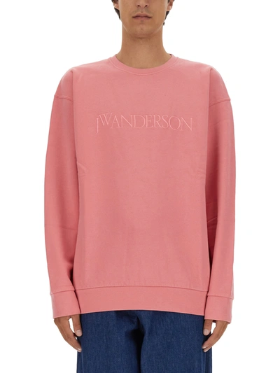 Shop Jw Anderson J.w. Anderson Sweatshirt With Logo Embroidery In Rosa