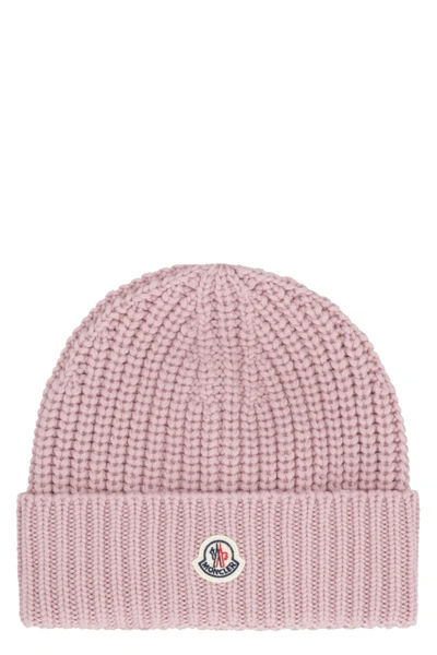 Shop Moncler Wool Hat In Rosa