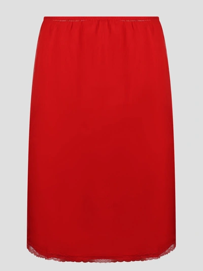 Shop Gucci Silk Chiffon Skirt In Red