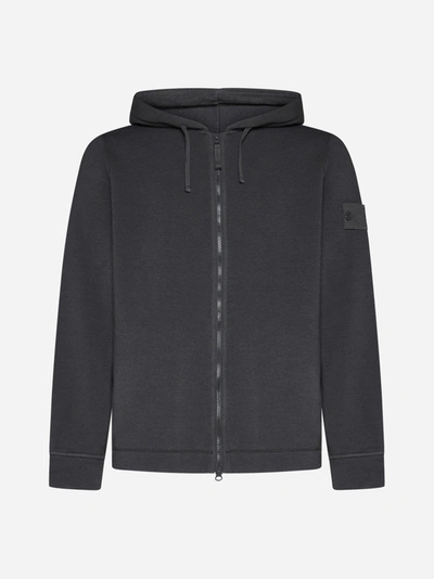 Shop Stone Island Wool And Cotton Blend Zip-up Hoodie In V0067