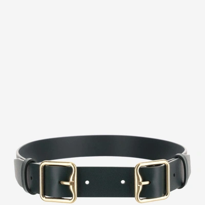 Shop Burberry Double Leather B Buckle Belt In Vine