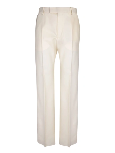 Shop Gucci Cream Wool Trousers In White
