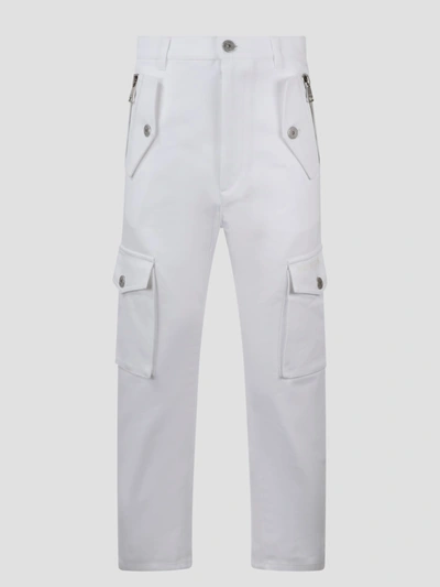 Shop Balmain Cropped Cargo Trouser In White