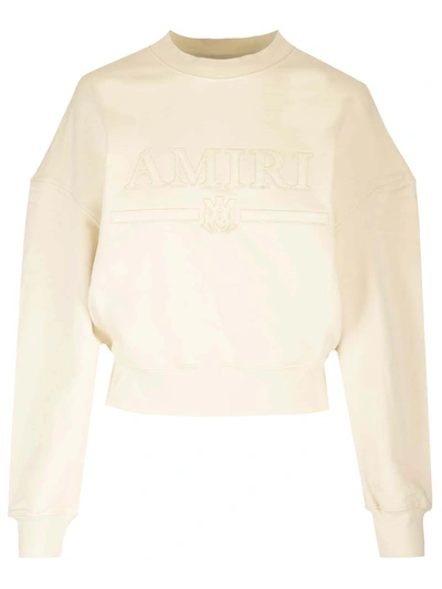 Shop Amiri Cropped Sweatshirt In White