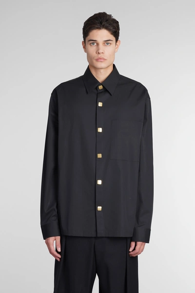 Shop Balmain Shirt In Black Cotton