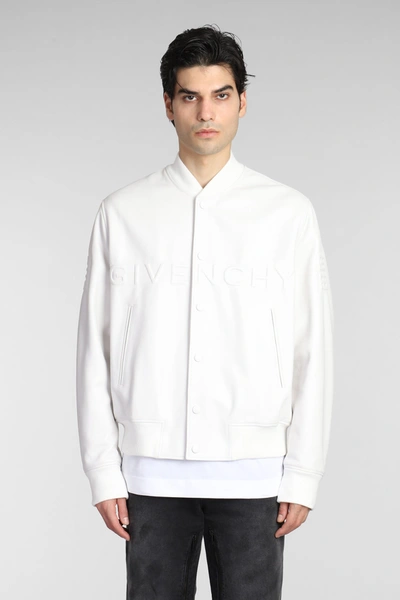 Shop Givenchy Bomber In White Leather