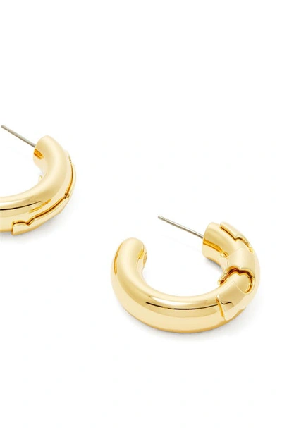 Shop Tory Burch Kira Essential Hoop Earrings In Tory Gold