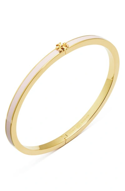 Tory Burch Kira Enamel Hinge Bracelet In Tory Gold / Pink Snow