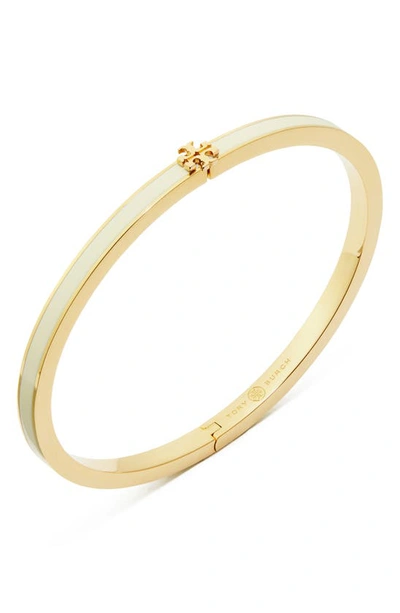 Shop Tory Burch Kira Enamel Hinge Bracelet In Tory Gold / New Ivory