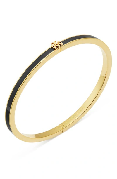 Tory Burch Kira Logo-plaque Bracelet In Tory Gold / Black