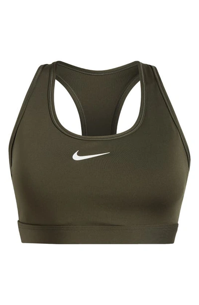 Shop Nike Dri-fit Padded Sports Bra In Cargo Khaki/ White